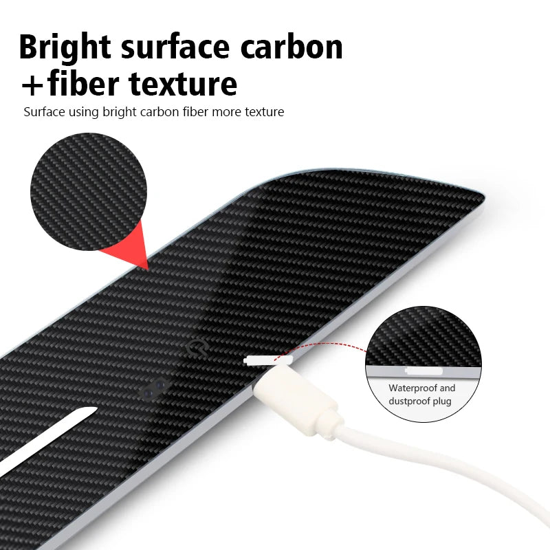 Customized Carbon fiber Car Logo Door Illuminated Sill Light Projector Lamp Power Moving LED Welcome Car Scuff Plate Pedal Light