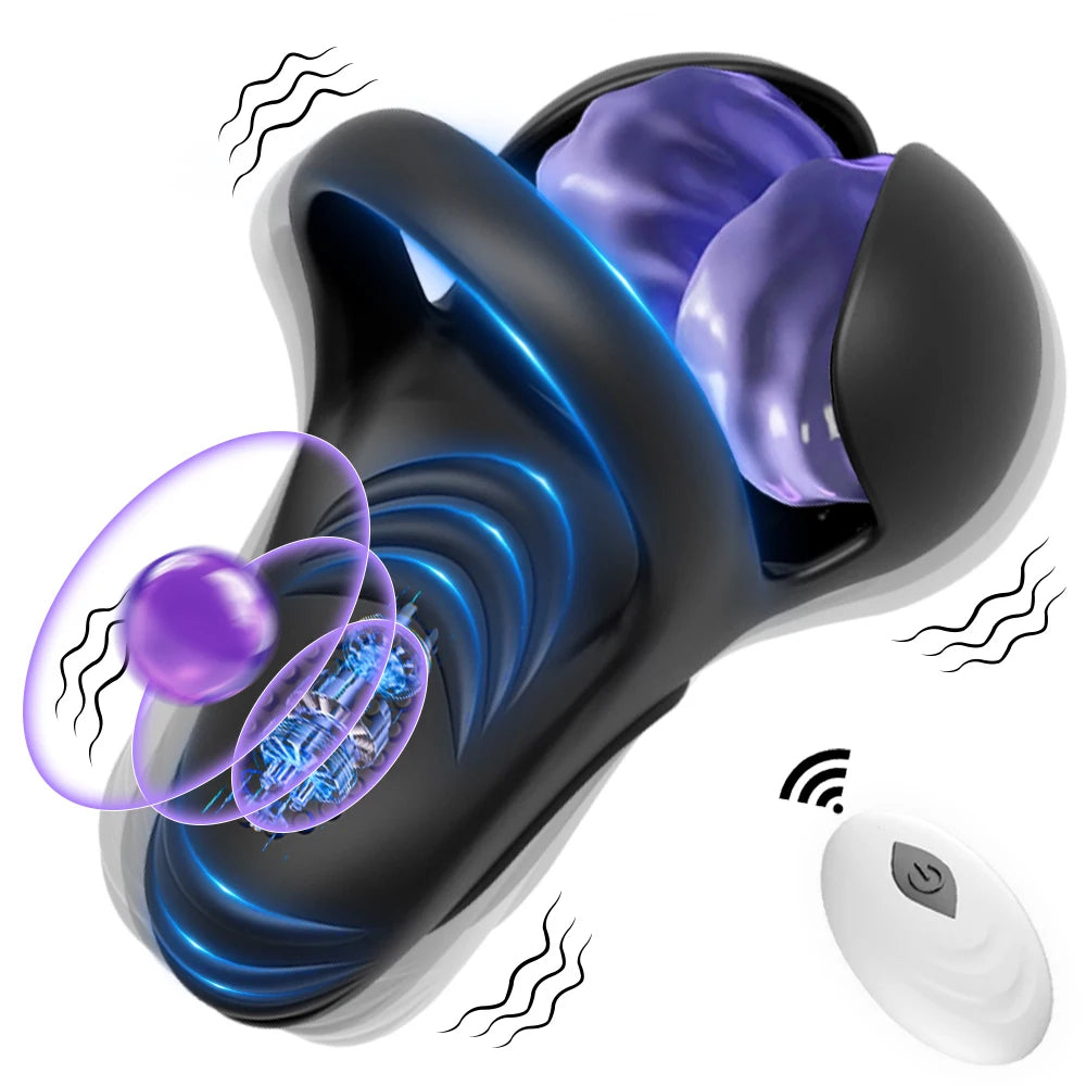 Penis Cock Ring Male Vibrator Perineal  Stimulator 10 Vibrating  Ejaculation Delay 360° Wrapping Testicle Adult Sexy Toy