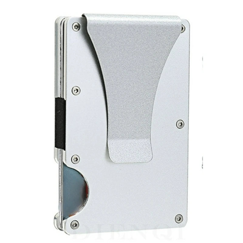 Minimalist Slim RFID Blocking Wallet For Men - Light Weight, Durable & Compact- Aluminum Wallet With Money Clip (Black）