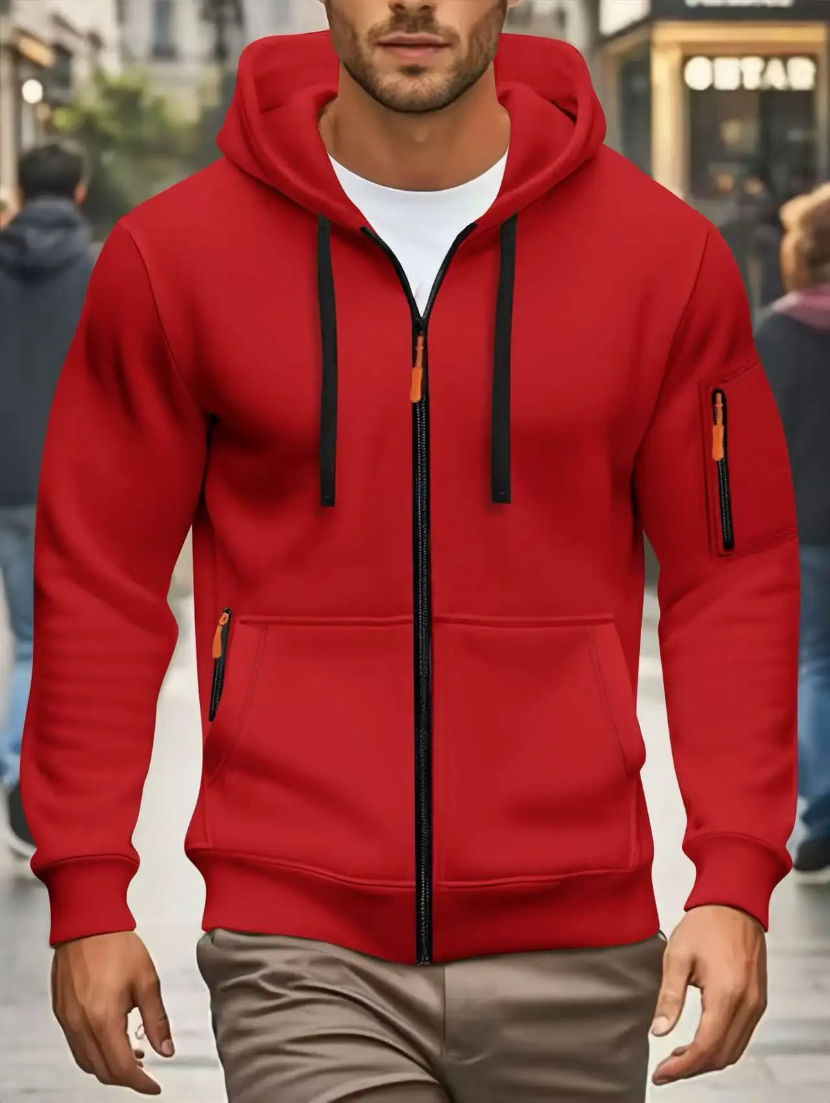 Men Autumn and Winter New Hoodies Long Sleeve Sweatshirt Pocket Zipper Design Hooded Sweatshirt Men Sportswear Casual Jacket