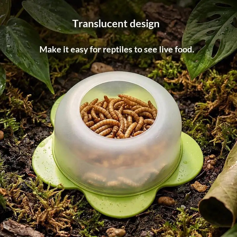 New 1Pcs ABS Reptile Feeding Dish Anti Escape Worm Food Bowl For Lizards Geckos Snakes Turtles Tortoises