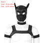 Large Size Puppy Cosplay Neoprene Fetish Hood Mask Kit with Chest Strap Collar Armband Sex Costumes for Bdsm Slave Role Play