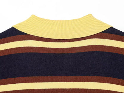 Sweater knitted Pullover Women's Spring 2026 New Fashion Striped Loose Polo neck Warm Women Sweater Chic Youth Holiday Pullover