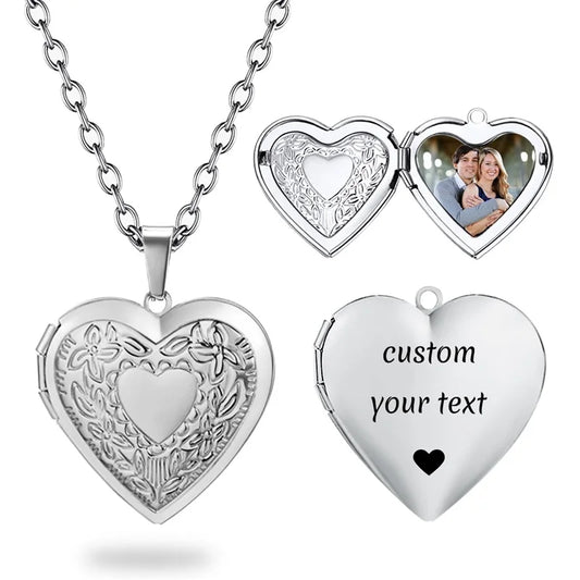 Personalized Locket Necklace for Women Custom Photo Heart Pendant Necklace Customized Picture Lockets Necklaces Birthday Gifts