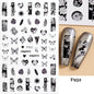 Black and White Love Flowers Line Art 3D Stickers Nail Decals Nail Art Accessories Butterfly Rose Nail Stickers Nail Sliders