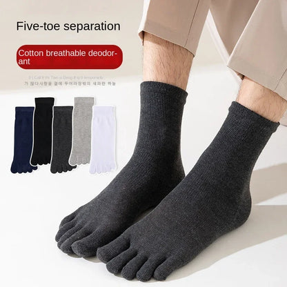 Five Finger Socks Men's Pure Cotton Five Toe Socks Sweat Absorbing Mid Tube Split Toe Socks Toes Socks For Men