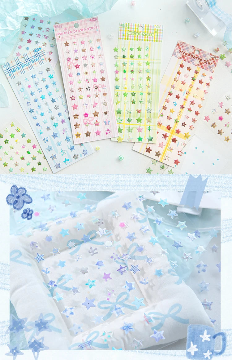 4 Designs Candy Star Series Lovely Five Point Star Theme Resin Stickers for Scrapbooking DIY Frame Collage Decoration