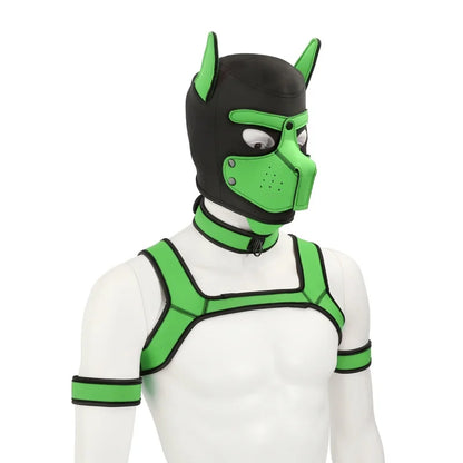 Pet Play Restraint Lingerie Set with Unisex Upper Body Harness Dog Hood Choker for Couple BDSM Fantasy Game Sex Toys