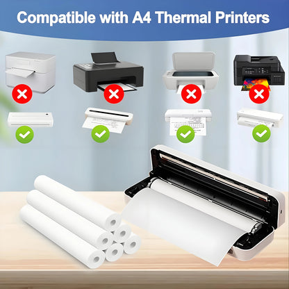 10/20 Rolls A4 Quick-Dry Thermal Paper - Thicker & Brighter Paper for Portable Printers, Glossy Finish for Crystal-Clear Font