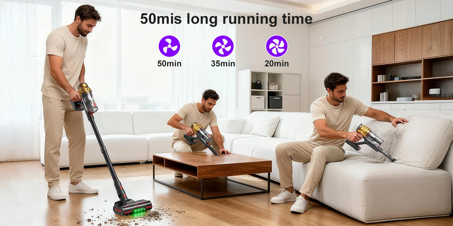 Lubluelu G11 Cordless Vacuum Cleaner 50KPA 50mis Long Running Time Floor Brush Automatically Combs the Hair to Prevent Tangling