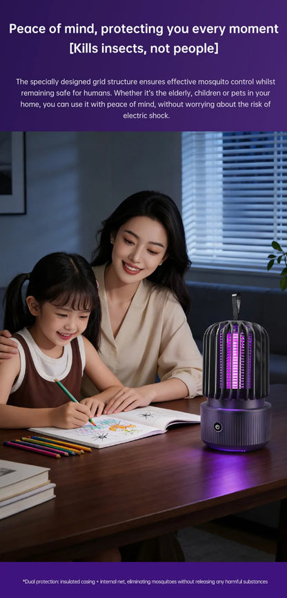 Lenovo Mosquito Killer Lamp Blue UV Light Attract Electric Shock 2-in-1 Bug Zapper 1200mAh Rechargeable For Patio Travel New
