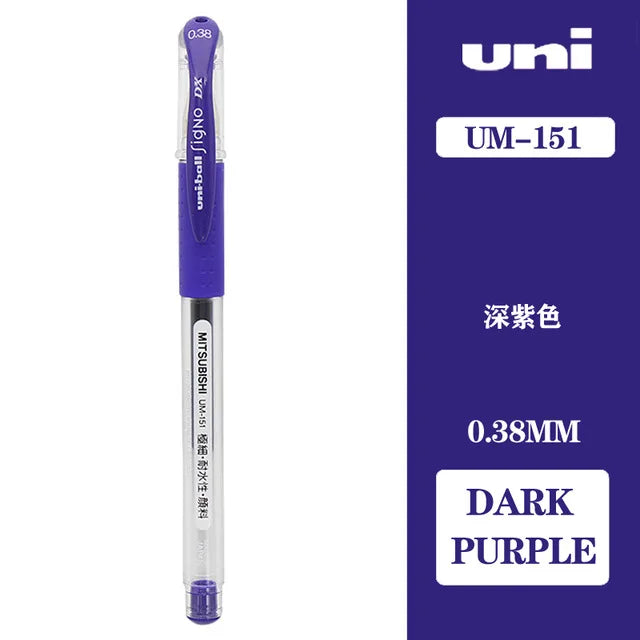 Japan Uni UM-151 Gel Pen 0.38mm Bullet Tip Writing Smooth Student Notes Special School Supplies 20 Colors Available Stationery