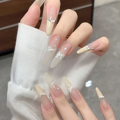 1pcs 5D White Lace Bowknot Nail Art Sticker Sweet Pearl  Bow Ribbon Self-Adhesive Nail Slider DIY Luxury Nail Decorations Decals