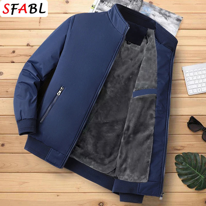 Thicken Padded Social Jackets Men's Winter Jacket Windbreak Fleece Lining Blazers for Men Business Luxury Men's Winter Coat XXXL