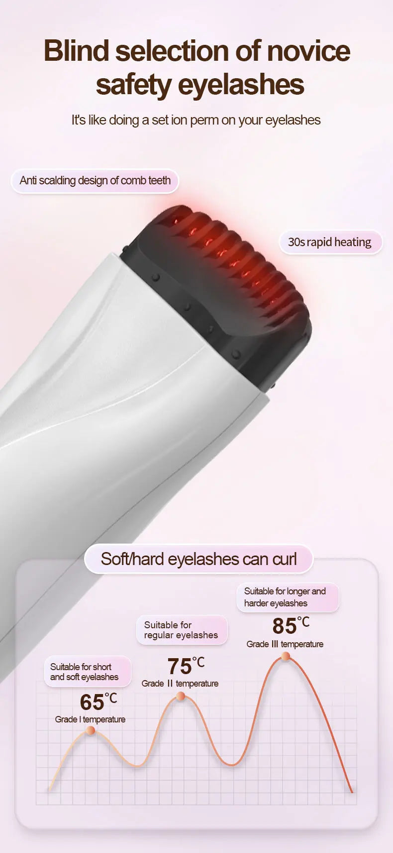 Heated Eyelash Curler Electric 3Modes Eye Lashes Eyelash Grafting Long Lasting Makeup Tools