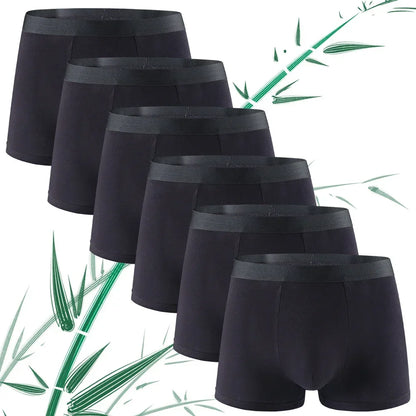 6 Pieces Bamboo Fiber Men's Underwear Solid Color Simple Men Boxer Shorts High Quality Fabric Knickers Soft Breathear Panties