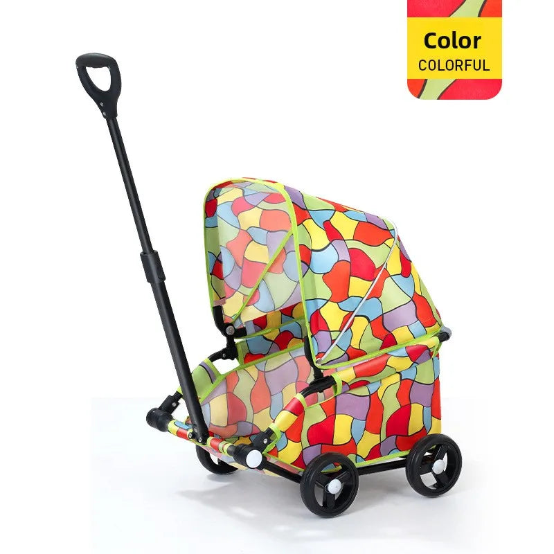 Small Dog Pet Stroller Foldable Lightweight Travel Outdoors Cross Border US Europe Pet Trolley Pet Stroller Trolley for Dog
