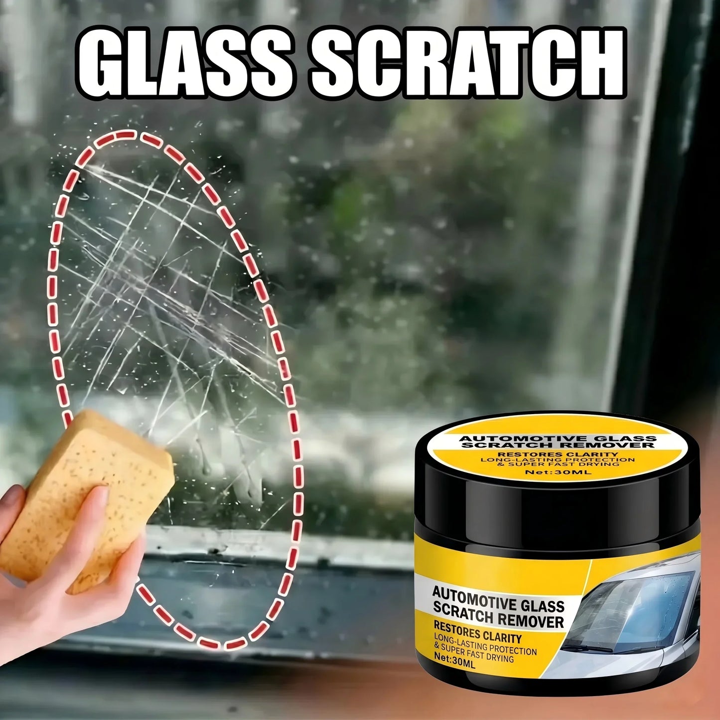 Polish / Restore / Brighten – Car Glass Scratch Repair Compound, Windshield Renovation Paste, Mirror Finish Brightener