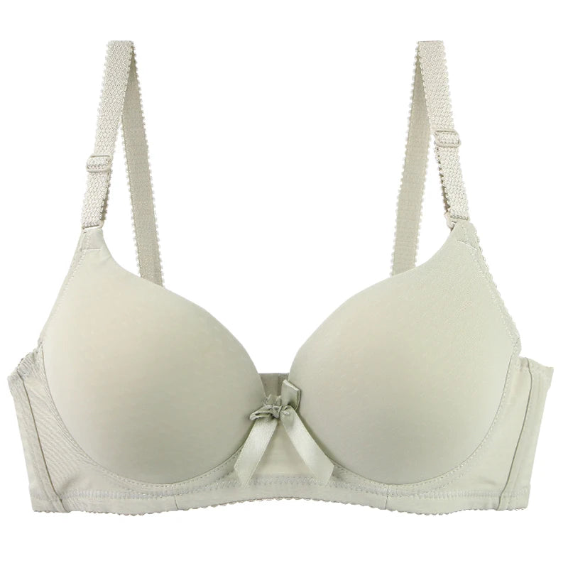 2025 New Sexy Bow Sweat Absorption Bras Solid Smooth 34/75 36/80 38/85 40/90 42/95 44/100 ABC Cup Underwear Pus Up Lingerie