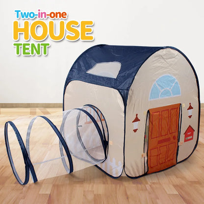 【Outdoor Entertainment】Fun Play Tent with Crawling Tunnel, Large Pop-Up Toy Castle Tent, Portable Toy Playhouse, Great Outdoor Party Tent and Beach Toy, Perfect Holiday Gift for Boys and Girls, Does Not Include Balls