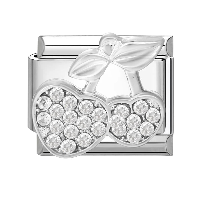 Y2K Butterfly Bow Knot Heart Star Moon Zircon Daisy Cross Italian Charm Links Fit 9mm Stainless Steel Bracelet DIY Making Gifts