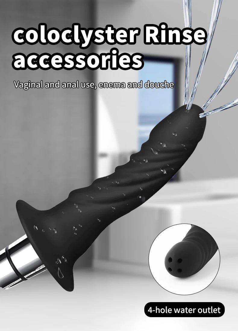 Soft Silicone Enema Kit  Multi Size Vaginal Anal Douche Heads  Professional Intimate Cleaning for Constipation Relief  Adult Toy