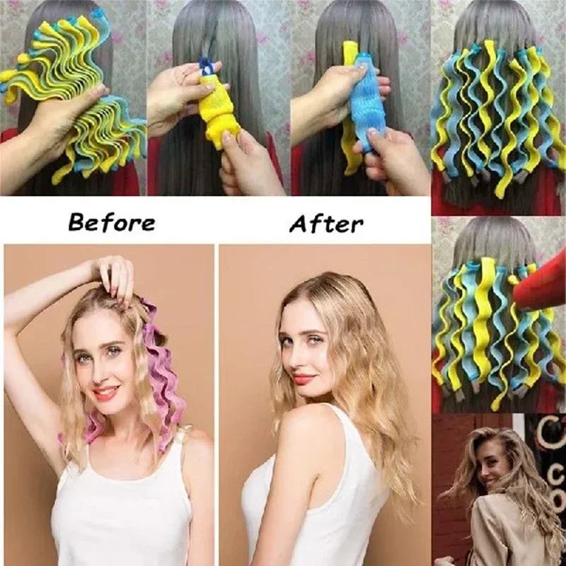 Heatless Hair Curles 10/12/18pcs No Heat Hair Rollers Volume Curles Women Hair Curlers Soft Flexirods Rolller Curling Hairs Tool