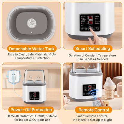 8In1 Multi-function Baby Nursing Bottle Heater Sterilizer 170W Fast Breast Milk Bottle Warmer With Accurate Temperature Control