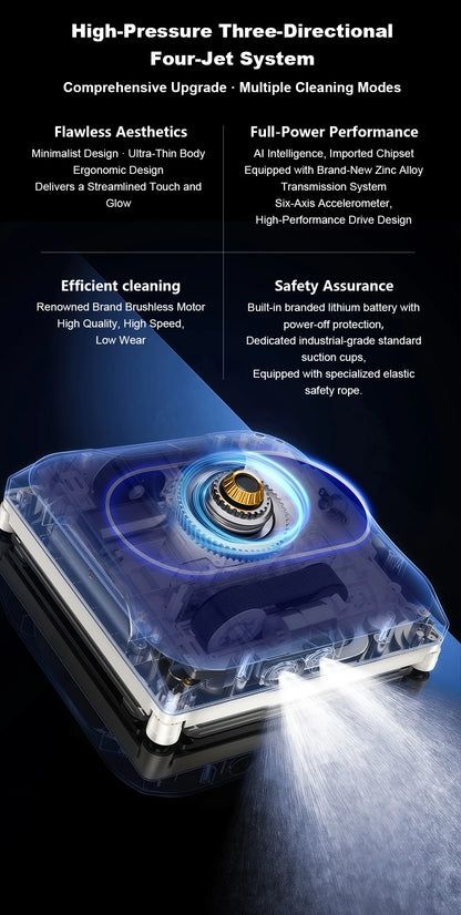 Robot Window Cleaner Liectroux S11,9000Pa Strong Suction, 4-Way Water Spray, Floating Scraping Tech, Smart Memory,APP Control