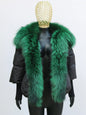 Oversized Winter Warm Real Fox Fur Collar Black Down Coat Women Puffer Outerwear Jackets 2024 Autumn Winter