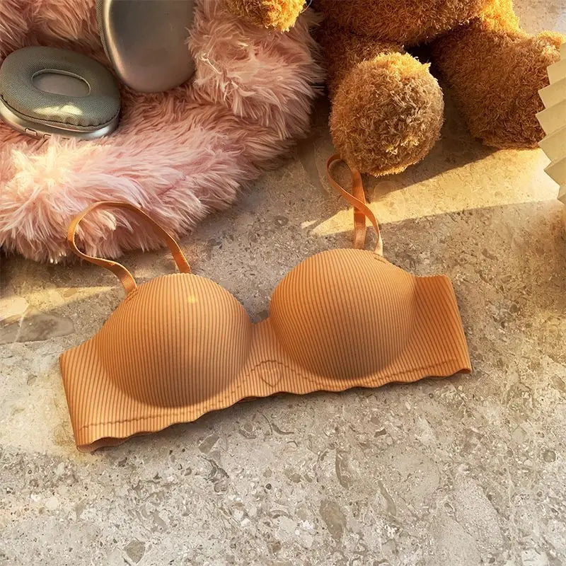 Sexy Push-Up Seamless Bra Women's Non-wire Ribbed Bralette Soft Fixed Half-Cup Underwear Invisible Bra Small Chest Lingerie S-XL