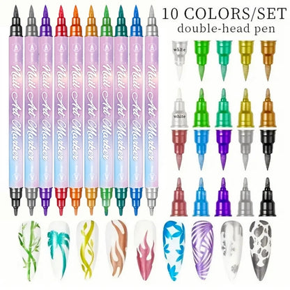 Nail Art Markers Customised Specialised Needle Tube Nail Art Pens Hand-Drawn Outline Pen Acrylic Paint Pen Set Acrylic Paintbrus