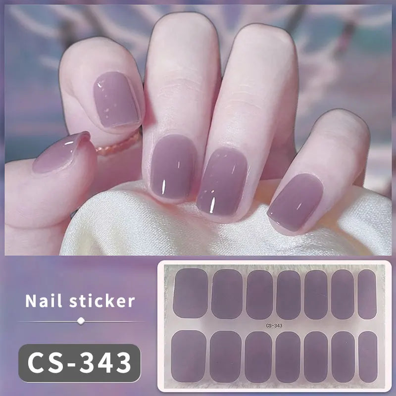 14/16Tips Full Cover Gradient Nail Stickers Multi Color Self Adhesive Slider No Need UV Lamp Cured Press ON Nail Decal