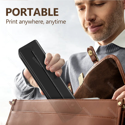 A4 Wireless Bluetooth PDF Printer Mini Portable Thermal Mobile Maker For Home Office PDF Photo Print with 50pcs Thermal Paper
