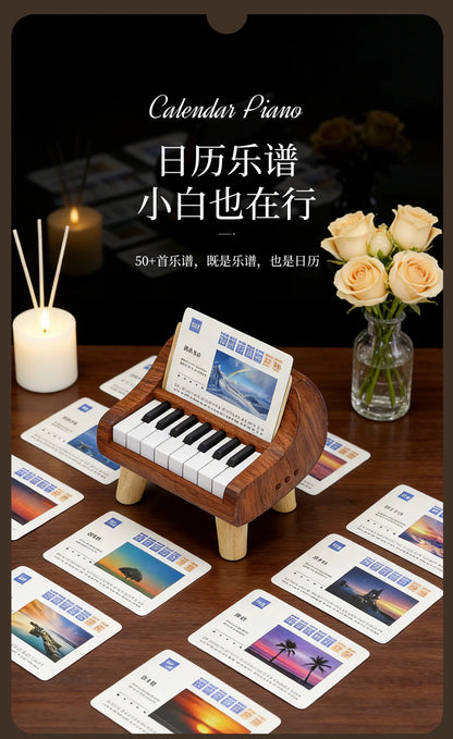 Mini Playable Electronic Piano Rechargeable Beech Wood ABS Desktop Ornament Birthday Valentine Friend Gift
