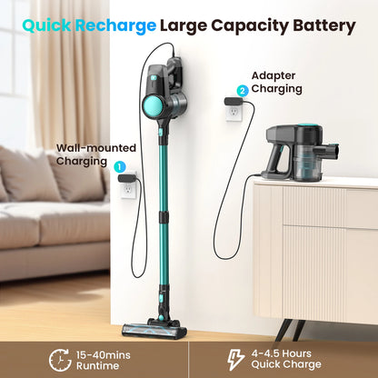 N3T Cordless Stick Vacuum 6 in 1 Handheld Vacuum Cleaner with LED Brush 40 Mins Runtime Self Standing for Pet Hair Hard Floor Carpet