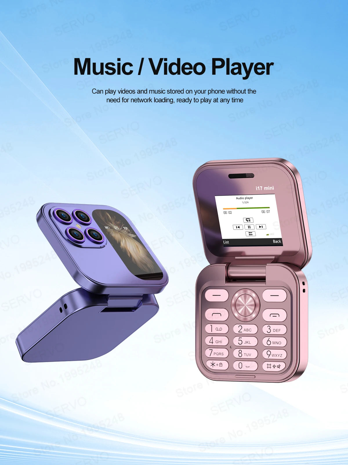SERVO I17 Mini Dual SIM Card Flip Mobile Phone 2G GSM Magic Voice FM Radio Speed Dial Video Player Flashlight Foldable Cellphone
