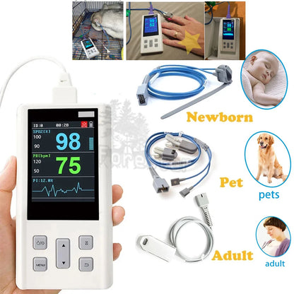 Portable Pulse Oximeter Monitor for Heart Rate and Oxygen Saturation with Veterinary and Medical SPO2  with Memory