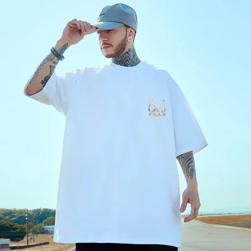 M-8XL 2026 NewPainting Print Round Neck Short Sleeve T-shirt for Men and Women Large Loose Casual Five Quarter Sleeved Top