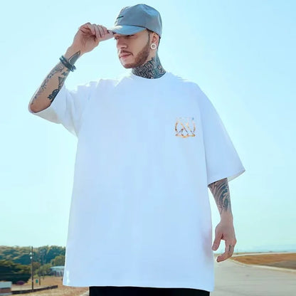 M-8XL 2026 NewPainting Print Round Neck Short Sleeve T-shirt for Men and Women Large Loose Casual Five Quarter Sleeved Top