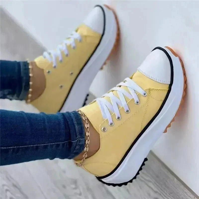 Shoes for Women Classic White Canvas Sneakers Fashion Platform Women Casual shoes High Quality Lace-Up Feamle Tennis Shoes 35-43