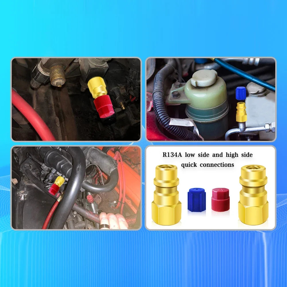 1 Pc R12 To R134a Conversion Kit Air Conditioner Filling Valve Fittings Port Adapter Retrofit Quick Disconnect Couplers