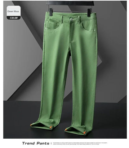 Seven-Color Stretch 97% Cotton and 3% Spandex Jeans Men Trendy Wild Simple High-End Slim-Fitting Small Straight Casual Trousers