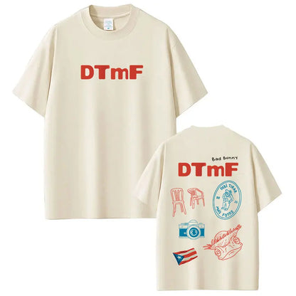 Rapper Bad Bunny T-shirt Debi Tirar Mas Fotos DTMF World Tour T Shirts Men's Women Fashion Vintage Hip Hop T-shirts Streetwear