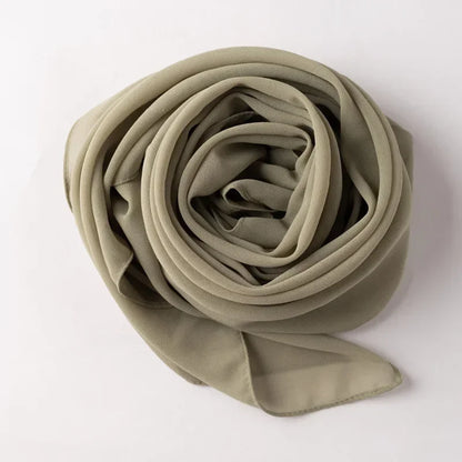 90*90cm Square Chiffon Hijab Scarf Women Solid Color Muslim Soft Head Scarf Islamic Shawls and Wraps Headband Musulman Scarves