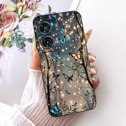Case For Motorola Edge 50 Fusion Cover XT2429-1 Popular Flower Soft Black Silicone Phone Cases For Motorola G96 5G MotoG96 Funda