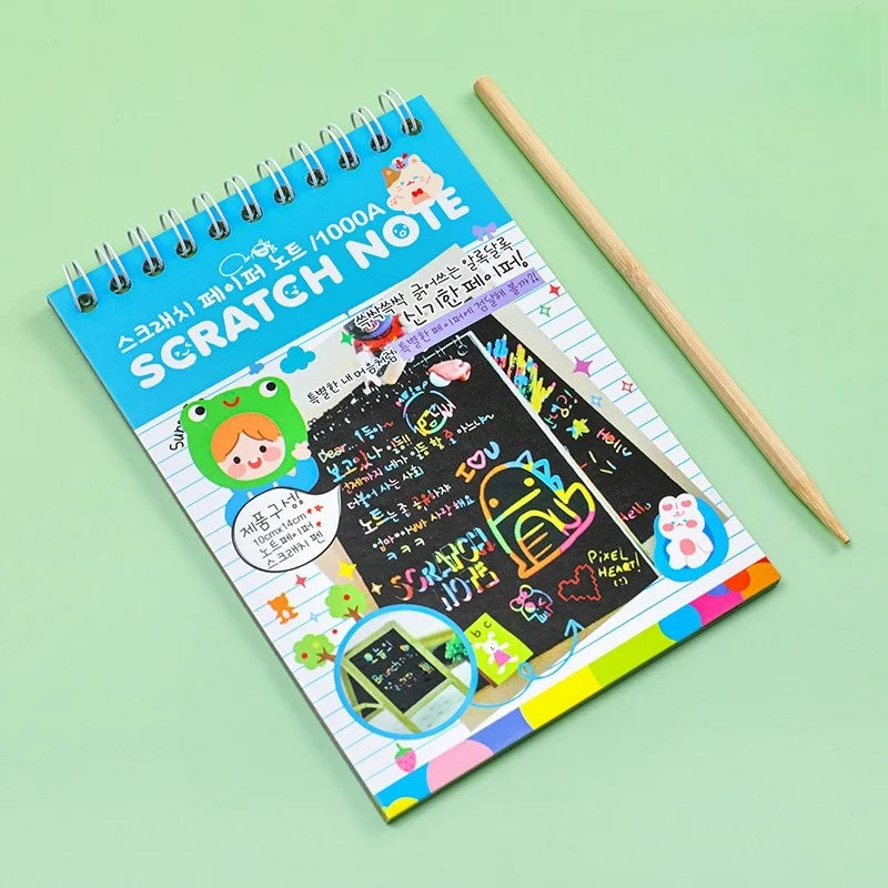 Magic Scratch Art Notebook for Kids DIY Rainbow Drawing Pad Book No-Mess Art Classroom Craft Activity Birthday Favor Gift Set
