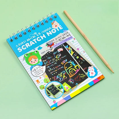 Magic Scratch Art Notebook for Kids DIY Rainbow Drawing Pad Book No-Mess Art Classroom Craft Activity Birthday Favor Gift Set