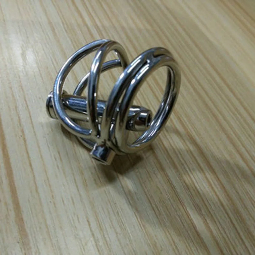 Steel Prince Albert Chastity Cage Male Urethral BDSM Bondage Unique Design Metal Cock Cage Men Cbt Lock Chastity Device