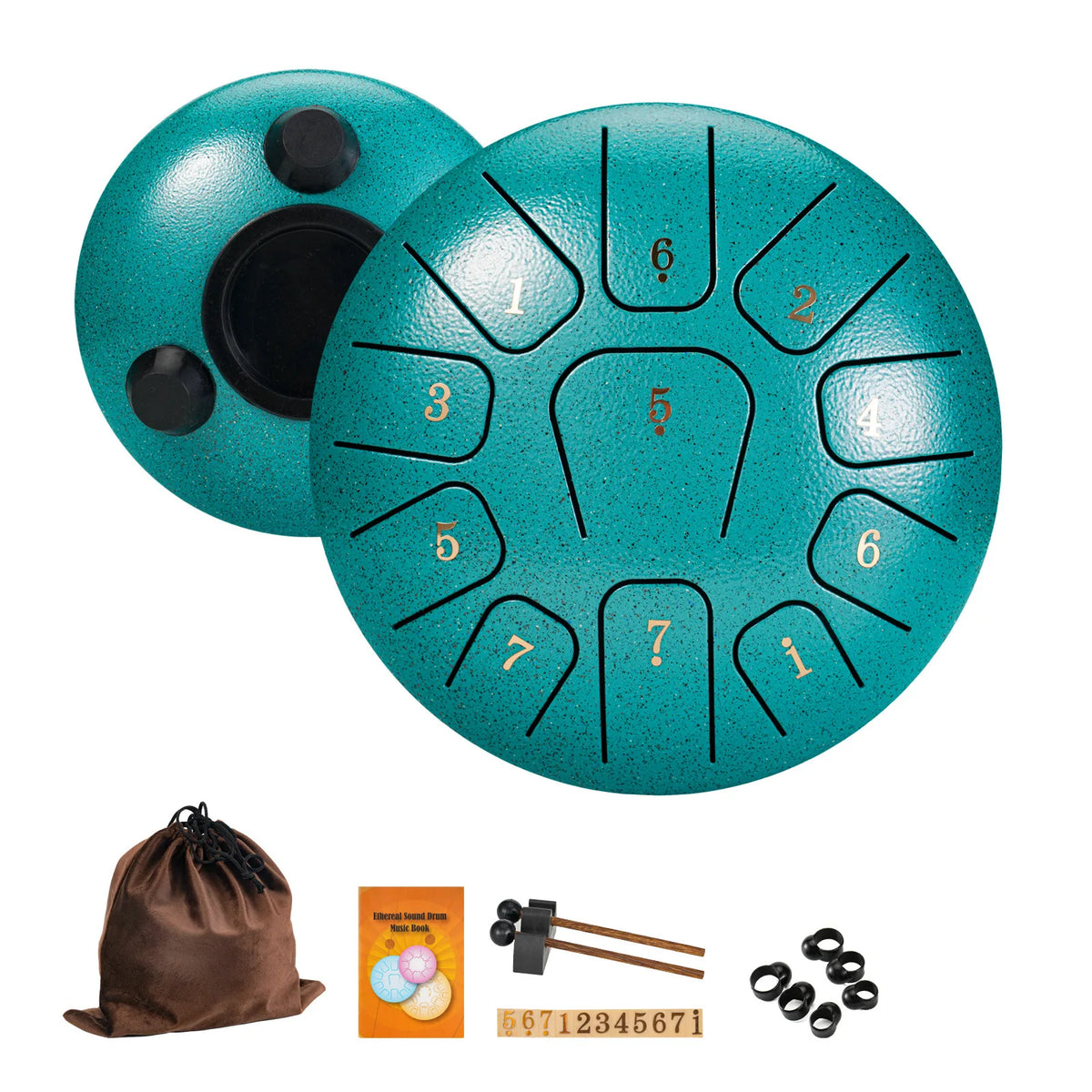Miwayer 6" Steel Tongue Drum Gift Set | 11-Note Sound Healing Instrument w/Tuning Kit | Yoga/Meditation/Anxiety Relief Tool